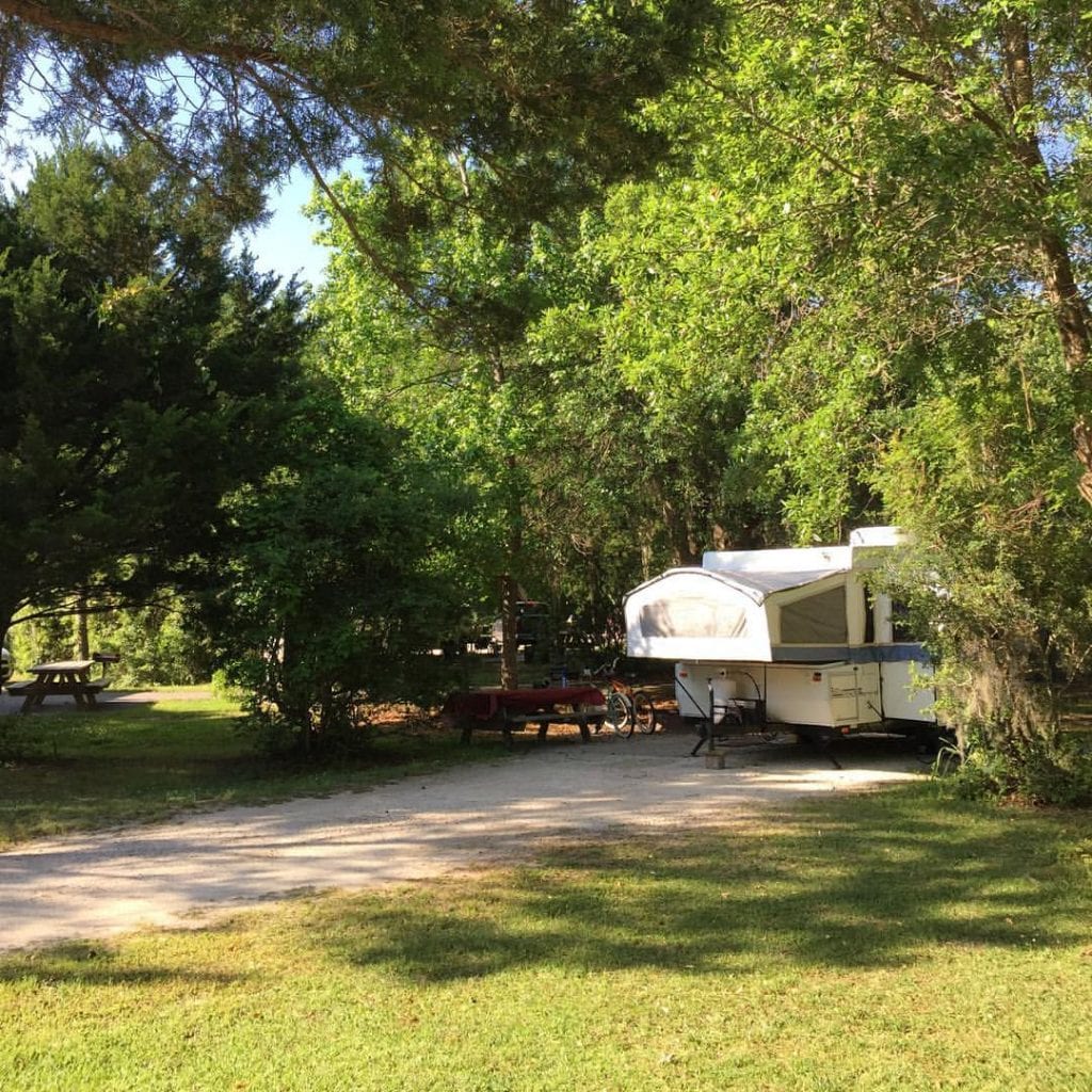 pop up camper at campground