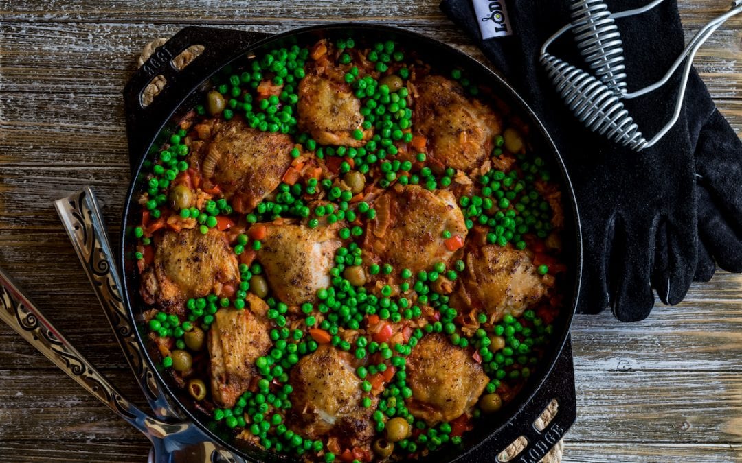 Campfire Arroz Con Pollo in the Cook-It-All by Lodge Cast Iron