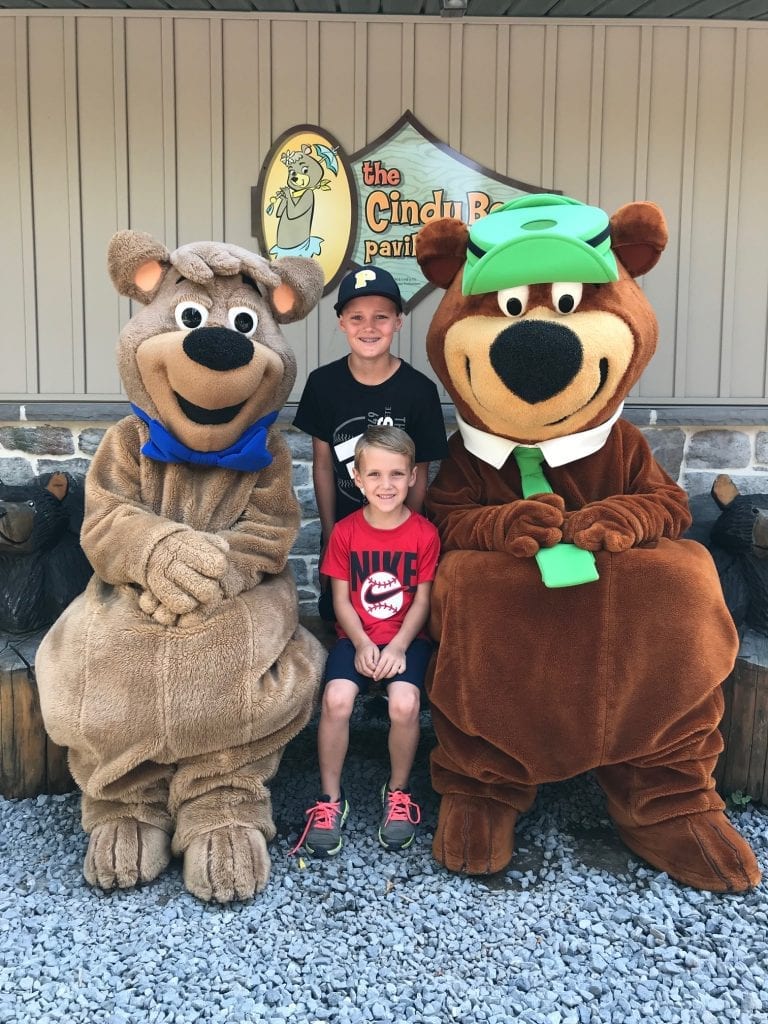 Yogi and Cindy Bear pose for photos at Jellystone Williamsport